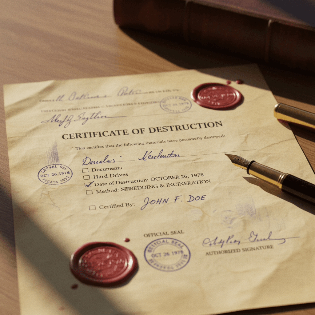Certificate of destruction